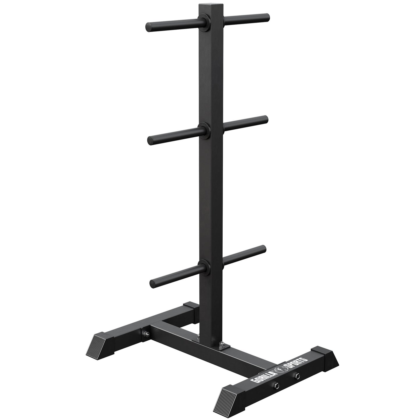 Porta dischi pesi Gorilla Sports nero per palestra, supporto bodybuilding e fitness