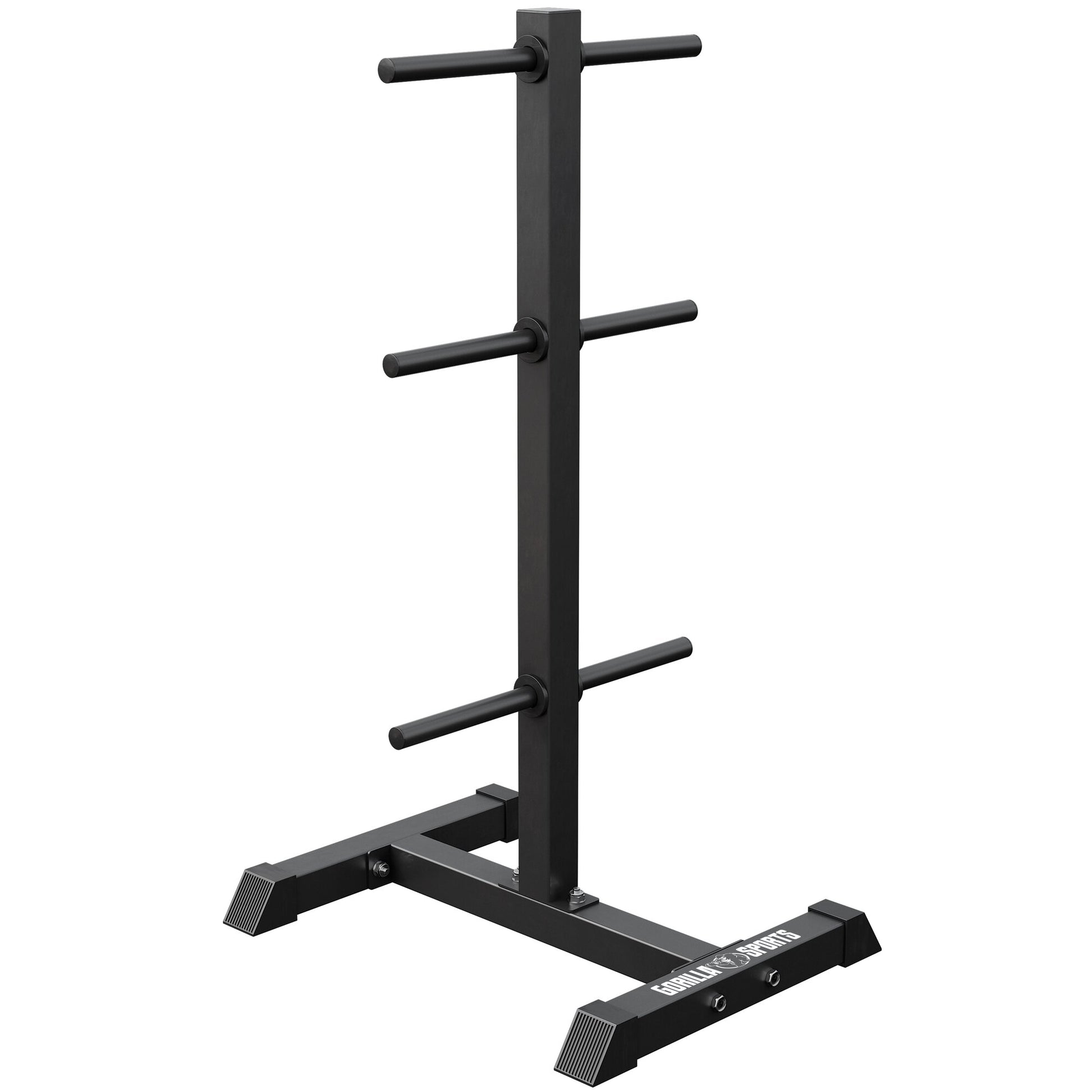 Porta dischi pesi Gorilla Sports nero per palestra, supporto bodybuilding e fitness