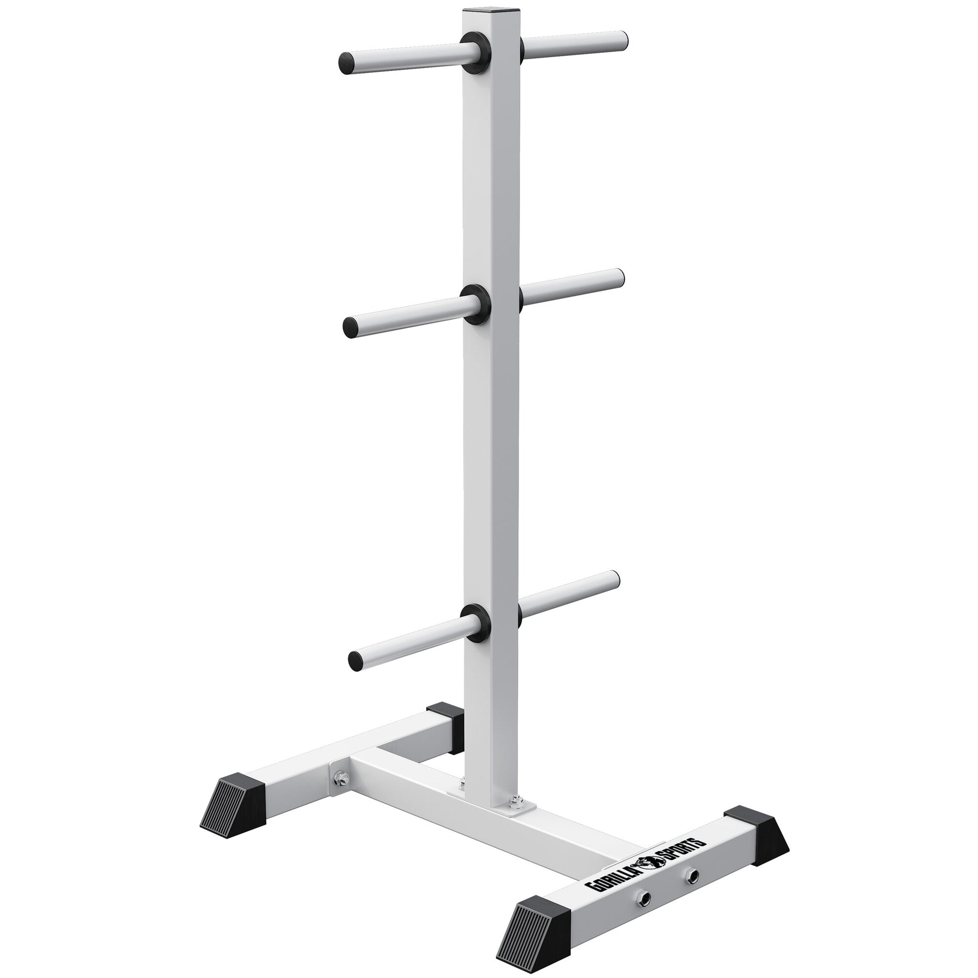 Porta dischi pesi Gorilla Sports in metallo bianco per palestra e bodybuilding