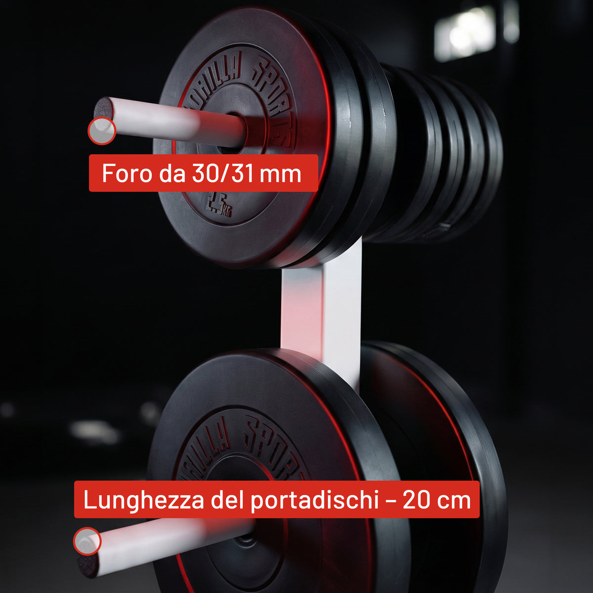 Rastrelliera Porta Dischi con 3 Supporti, 30/31 mm, in nero/bianco