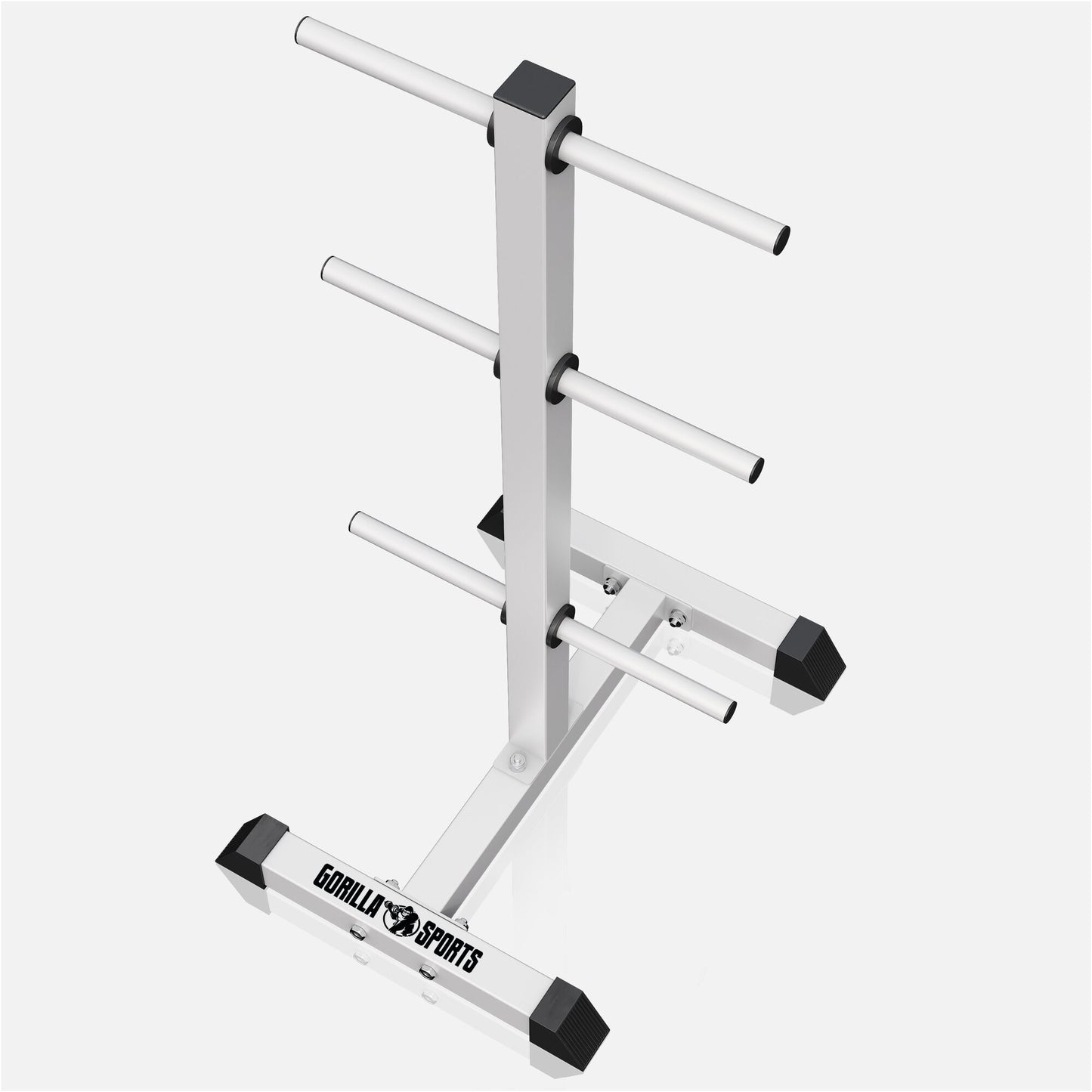 Porta dischi pesi Gorilla Sports bianco in metallo per palestra e bodybuilding