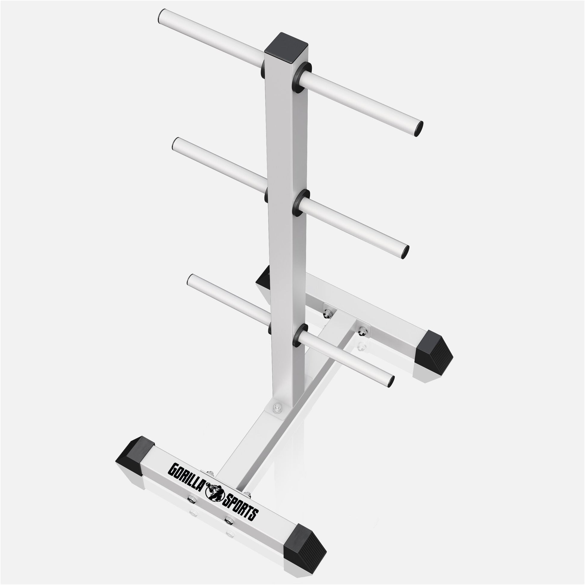 Porta dischi pesi Gorilla Sports bianco in metallo per palestra e bodybuilding