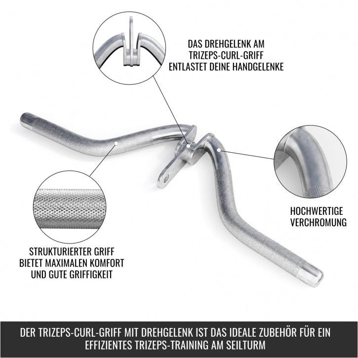 Maniglia per curl tricipiti con giunto girevole cromato