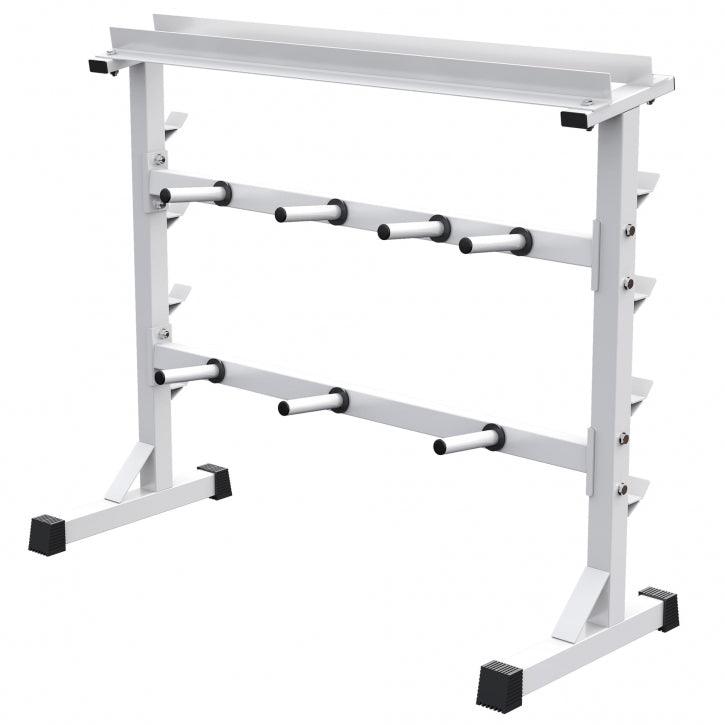 Supporto porta pesi in metallo bianco Gorilla Sports per palestra e fitness