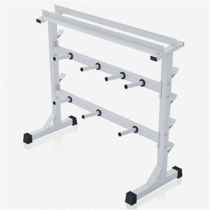Porta dischi pesi in metallo bianco Gorilla Sports per bodybuilding e fitness in palestra.