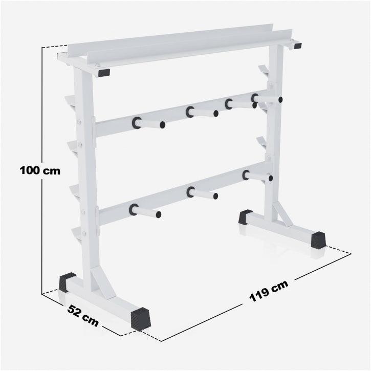 Porta dischi palestra Gorilla Sports bianco con dimensioni 100x119x52 cm, struttura robusta.