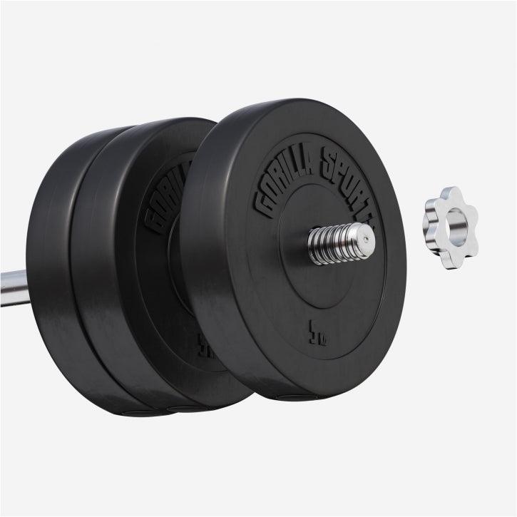Manubrio con pesi neri Gorilla Sports 5 kg per bodybuilding e fitness