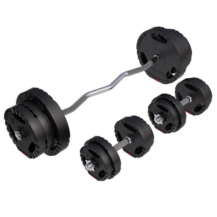 Set Curl Bilanciere EZ, Manubri e Dischi Gripper in Plastica 70 kg