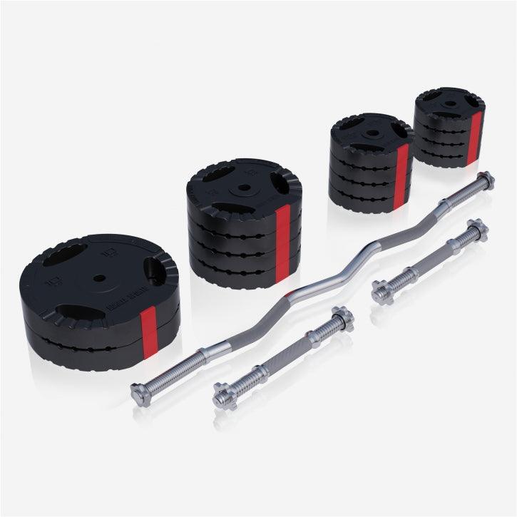 Set Curl Bilanciere EZ, Manubri e Dischi Gripper in Plastica 70 kg