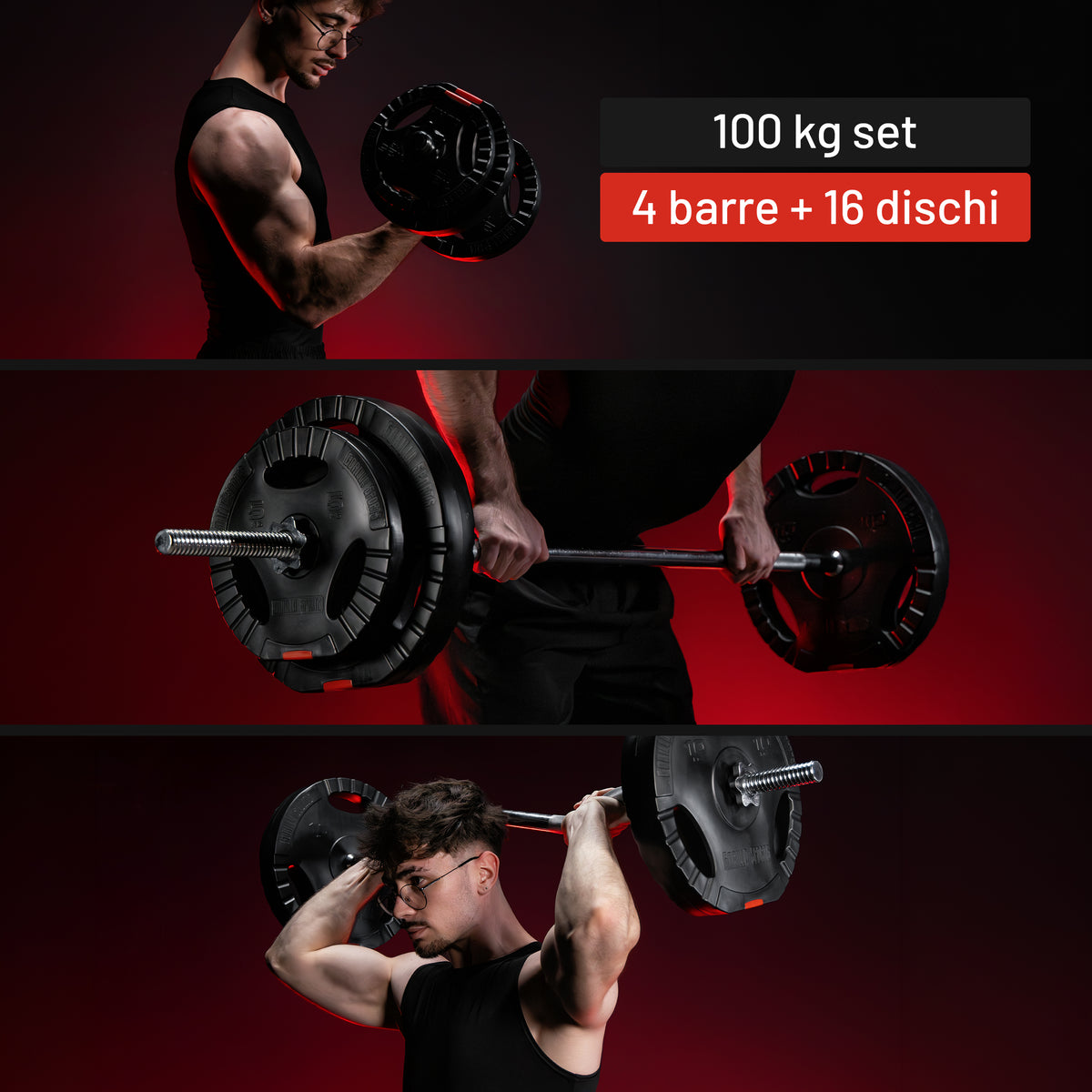 Set Bilanciere, Barra EZ, Manubri e Dischi Gripper 100 kg