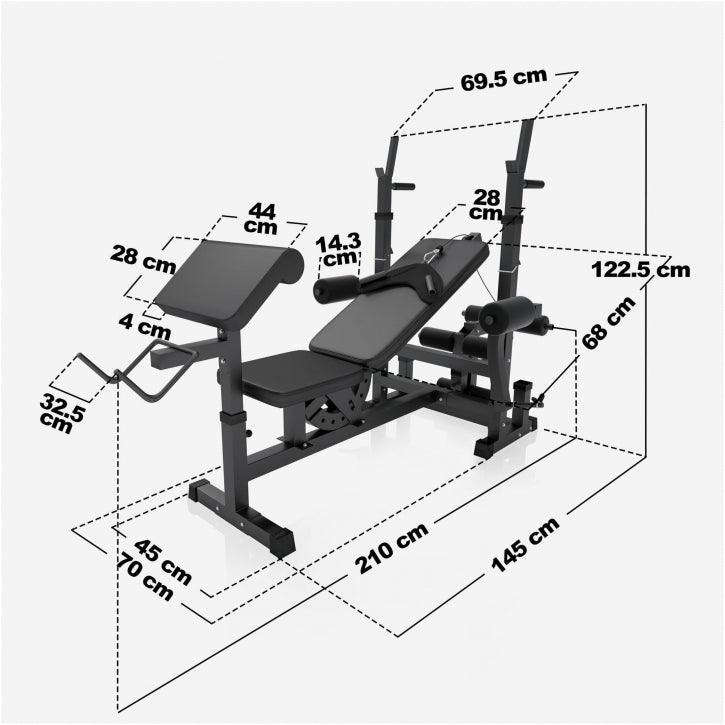Panca Multifunzione con Set di Pesi 40-100 kg