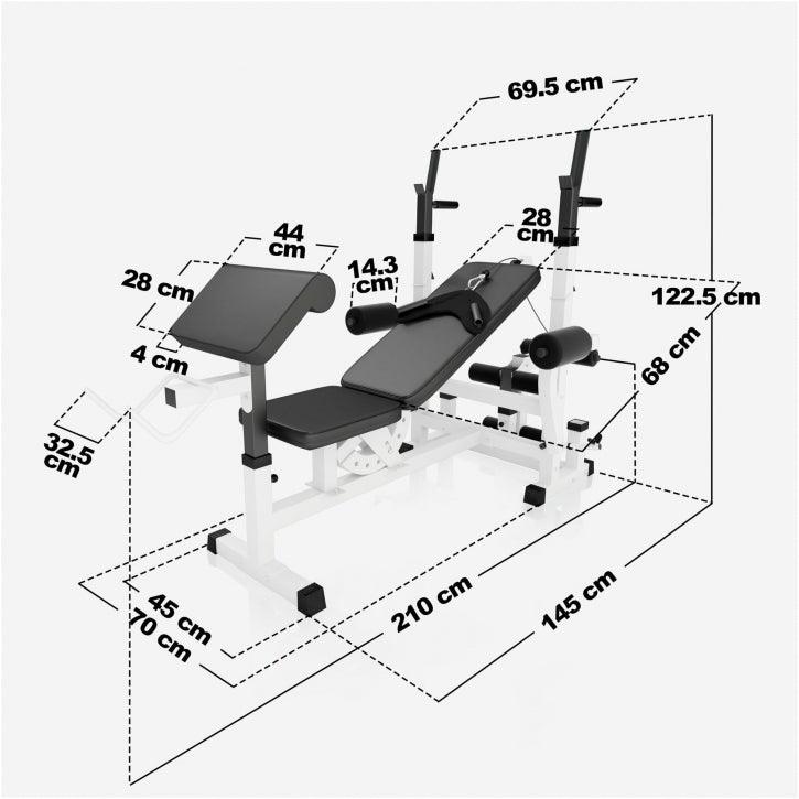 Panca Multifunzione con Set di Pesi 40-100 kg