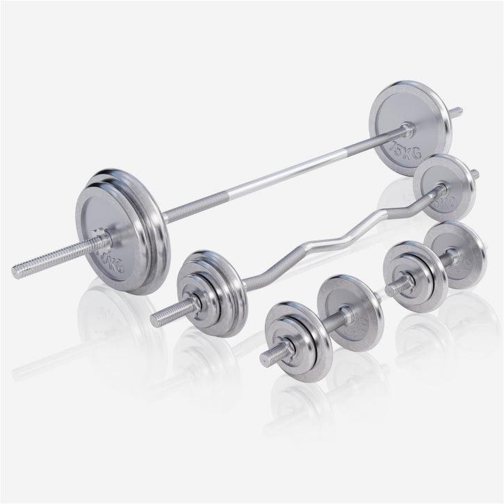 Panca Palestra Multifunzione con Set Bilancieri Cromato da 108 kg