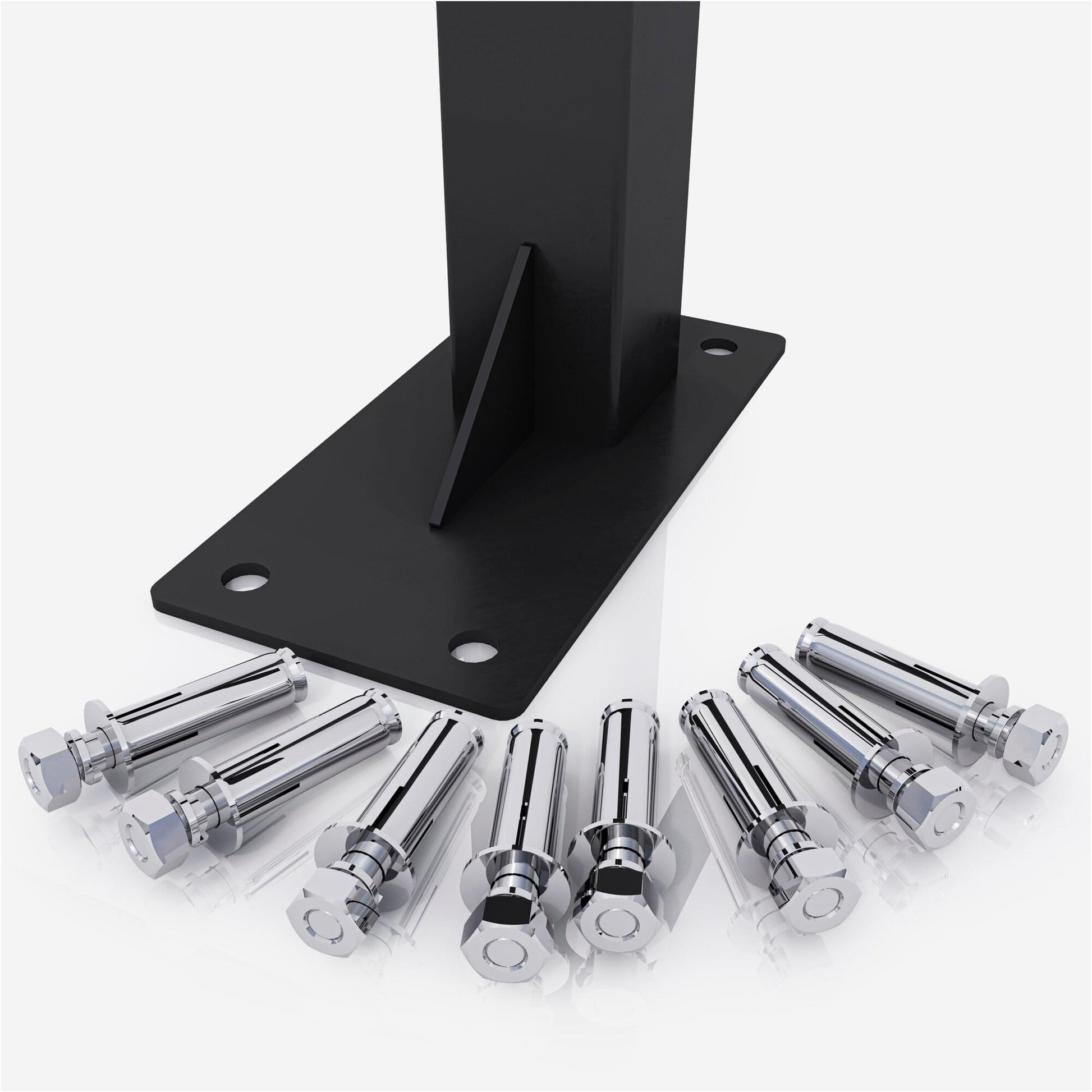 Base in metallo nero con viti di fissaggio per attrezzi bodybuilding Gorilla Sports