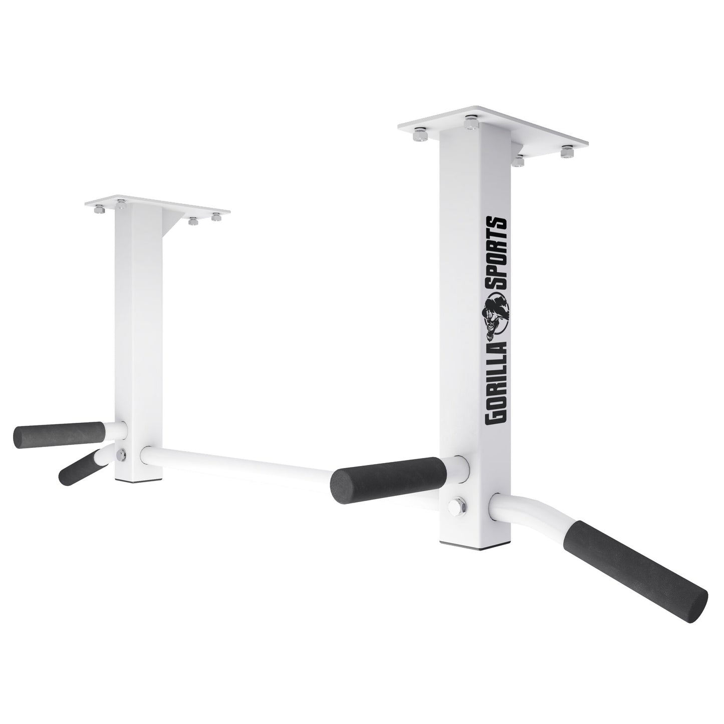 Barra trazioni da soffitto Gorilla Sports bianca per allenamento bodybuilding e fitness