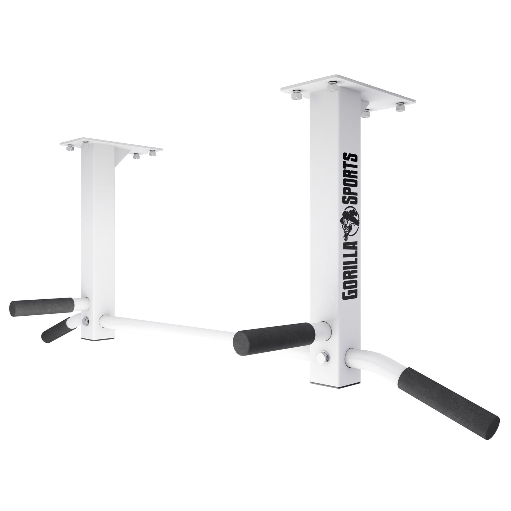 Barra trazioni da soffitto Gorilla Sports bianca per allenamento bodybuilding e fitness