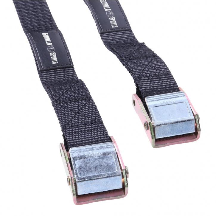 Cinghie Gorilla Sports nere con fibbia in metallo per sollevamento pesi e fitness