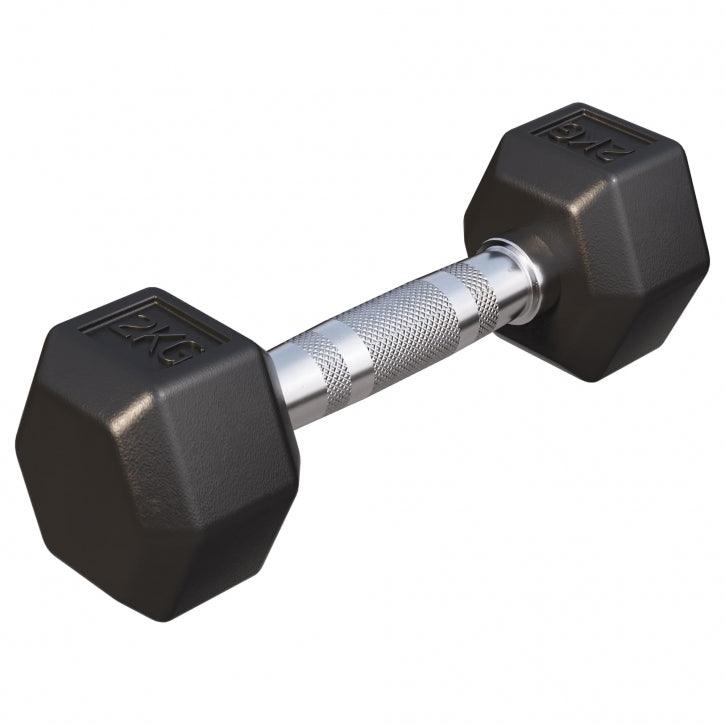 Manubrio esagonale in gomma da 2 kg Gorilla Sports per fitness e bodybuilding