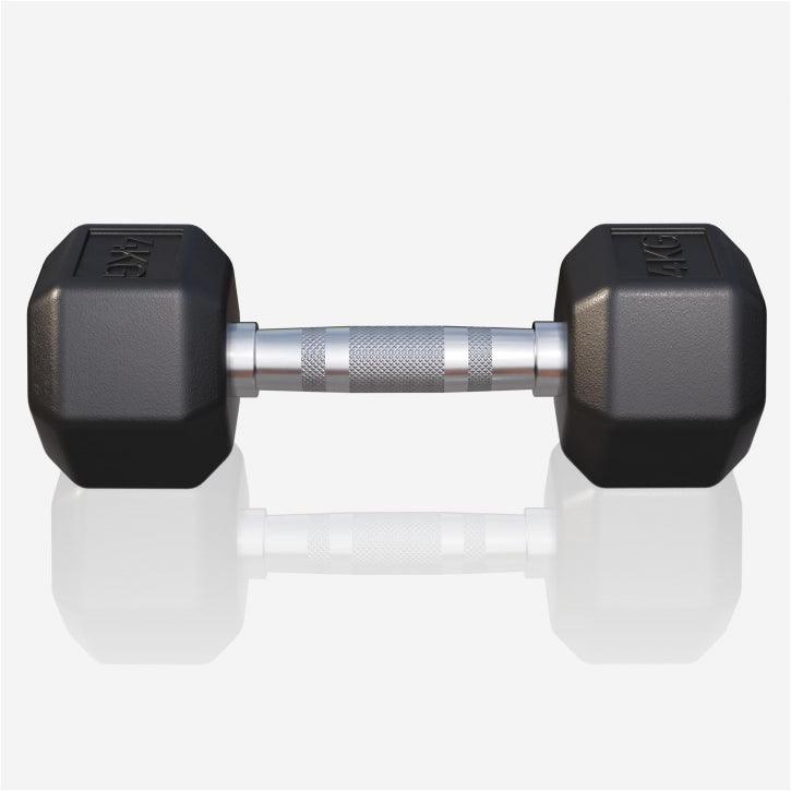 Manubrio esagonale nero Gorilla Sports per allenamento bodybuilding e fitness su sfondo bianco