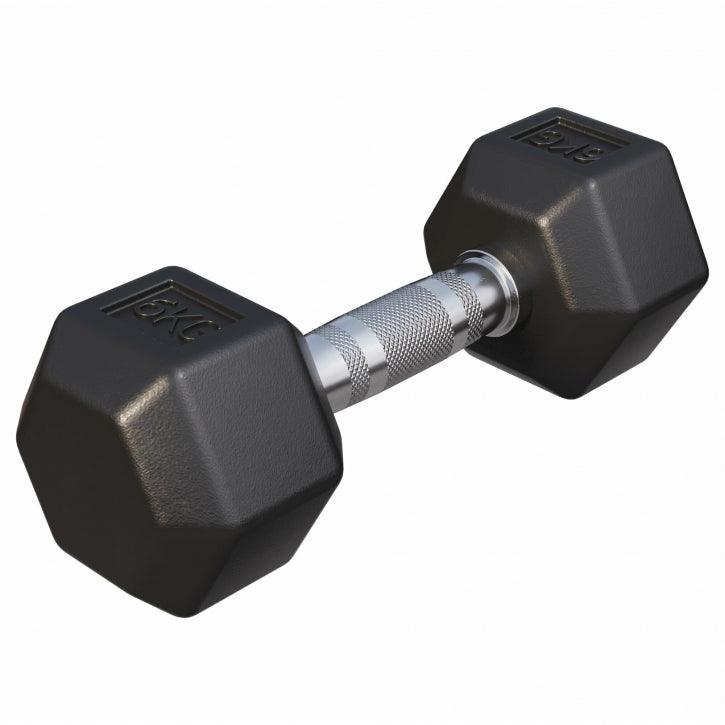 Manubrio esagonale 5 kg Gorilla Sports per bodybuilding e fitness, sfondo bianco