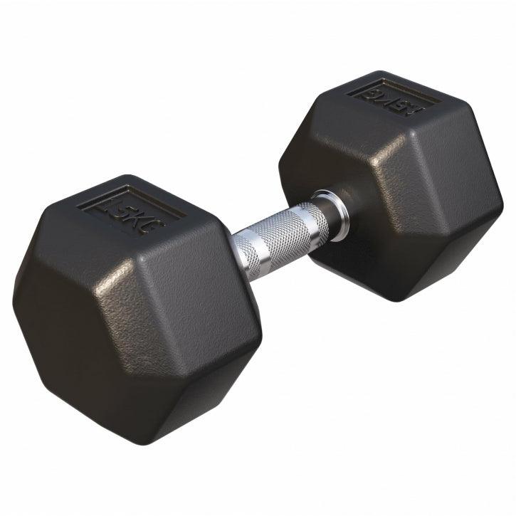 Manubrio esagonale 5kg nero per allenamento bodybuilding e fitness Gorilla Sports