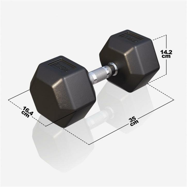Manubrio esagonale per palestra Gorilla Sports con misure, ideale per bodybuilding e fitness.