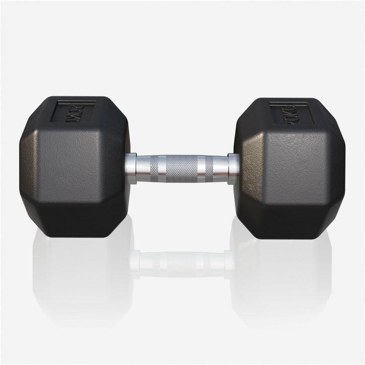 Manubrio esagonale da 12 kg Gorilla Sports su sfondo bianco, attrezzo fitness palestra