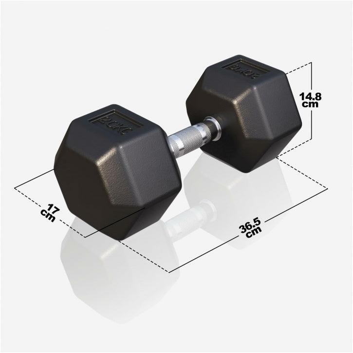 Manubrio esagonale per bodybuilding Gorilla Sports, dimensioni 36,5x17x14,8 cm su sfondo bianco