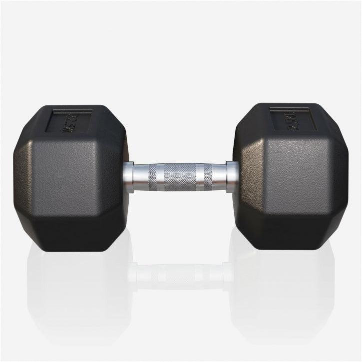 Manubrio esagonale nero Gorilla Sports per bodybuilding e fitness su sfondo bianco