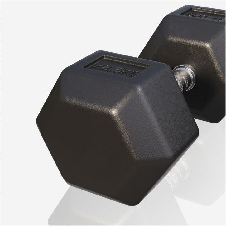 Manubrio esagonale Gorilla Sports per bodybuilding e fitness, 22,5 kg, fondo bianco