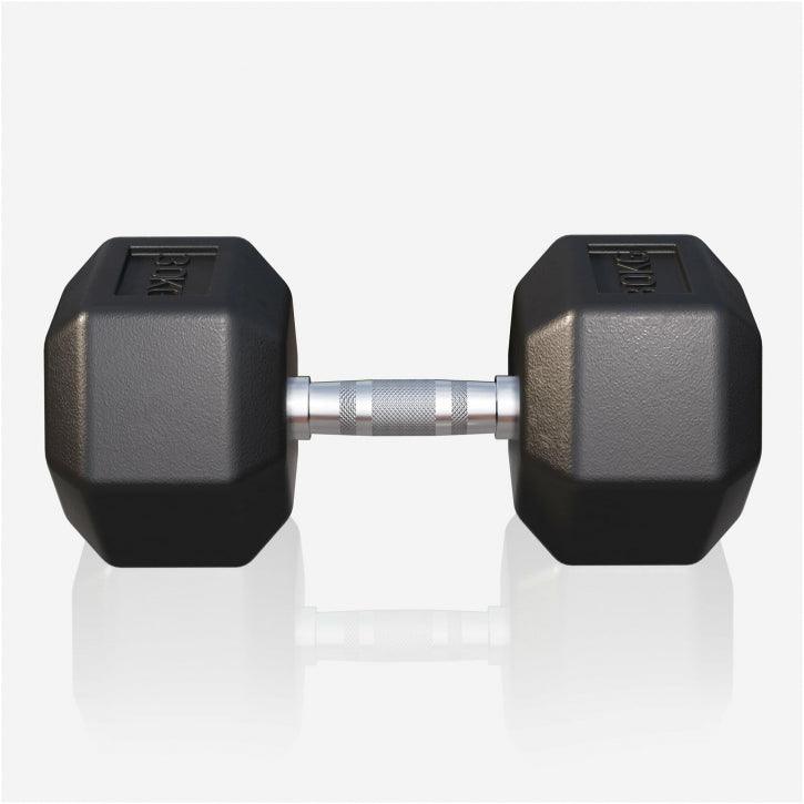 Manubrio esagonale Gorilla Sports per bodybuilding e fitness su sfondo bianco