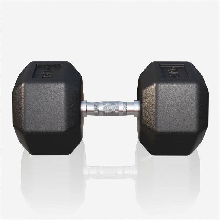 Manubrio esagonale nero Gorilla Sports per bodybuilding e fitness su sfondo bianco