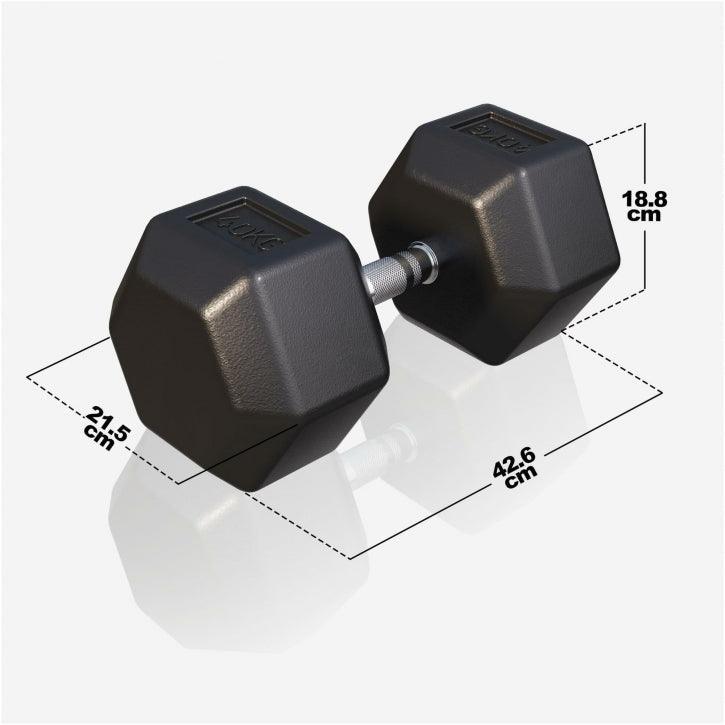 Manubrio esagonale in ghisa con misure, attrezzo fitness Gorilla Sports per palestra