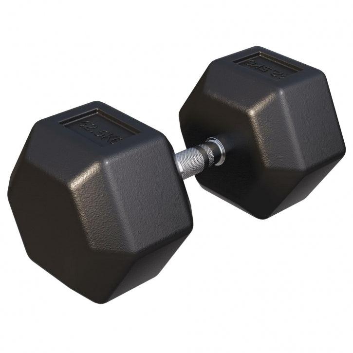 Manubrio esagonale nero 12,5 kg per bodybuilding e fitness Gorilla Sports
