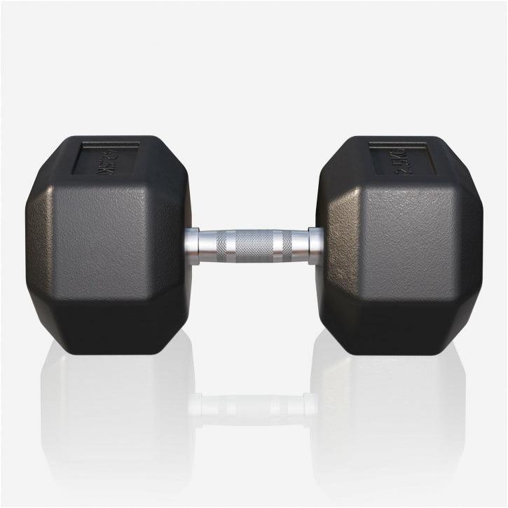 Manubrio esagonale nero per fitness Gorilla Sports su sfondo bianco, attrezzo palestra