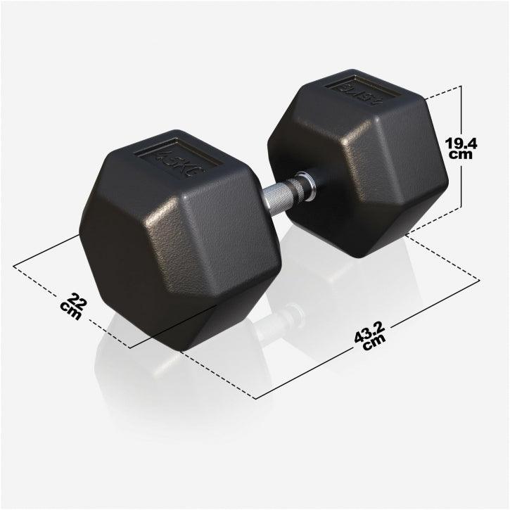 Manubrio esagonale nero Gorilla Sports con misure, ideale per bodybuilding e fitness