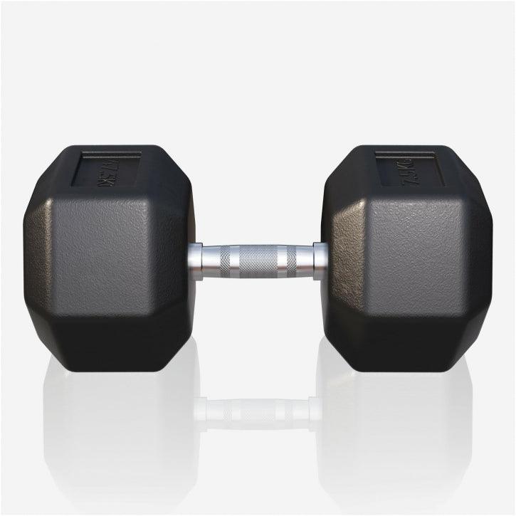 Manubrio esagonale nero Gorilla Sports per bodybuilding e fitness su sfondo bianco