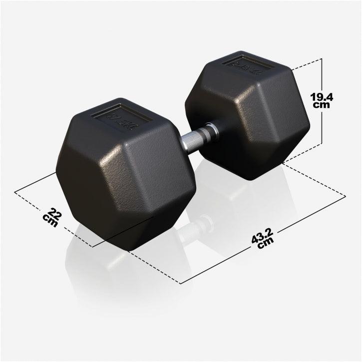 Manubrio esagonale nero Gorilla Sports, dimensioni 43,2x22x19,4 cm, attrezzo palestra fitness