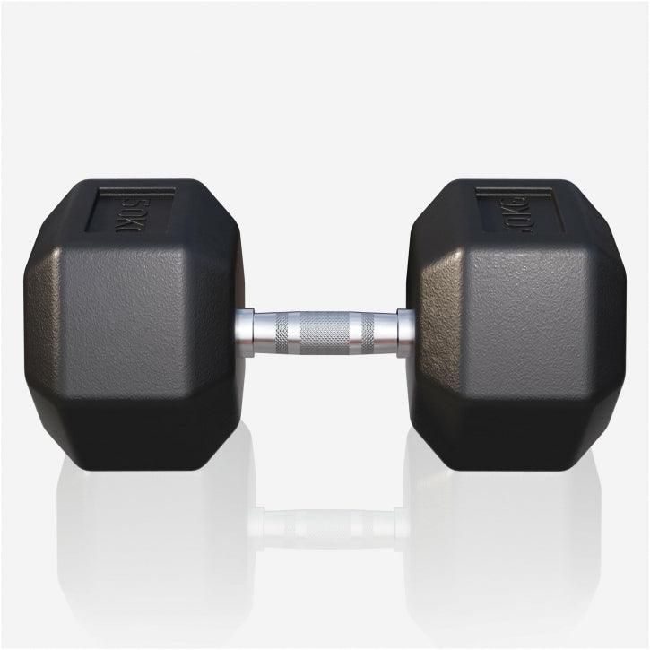 Manubrio esagonale Gorilla Sports 15 kg per bodybuilding e fitness, sfondo bianco pulito