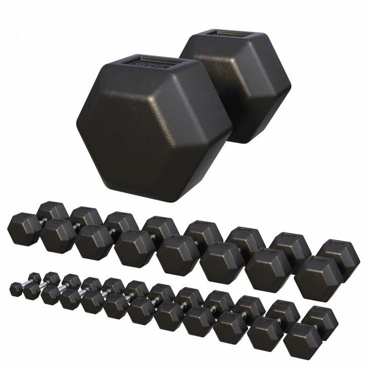 Set di manubri esagonali neri per bodybuilding Gorilla Sports su sfondo bianco