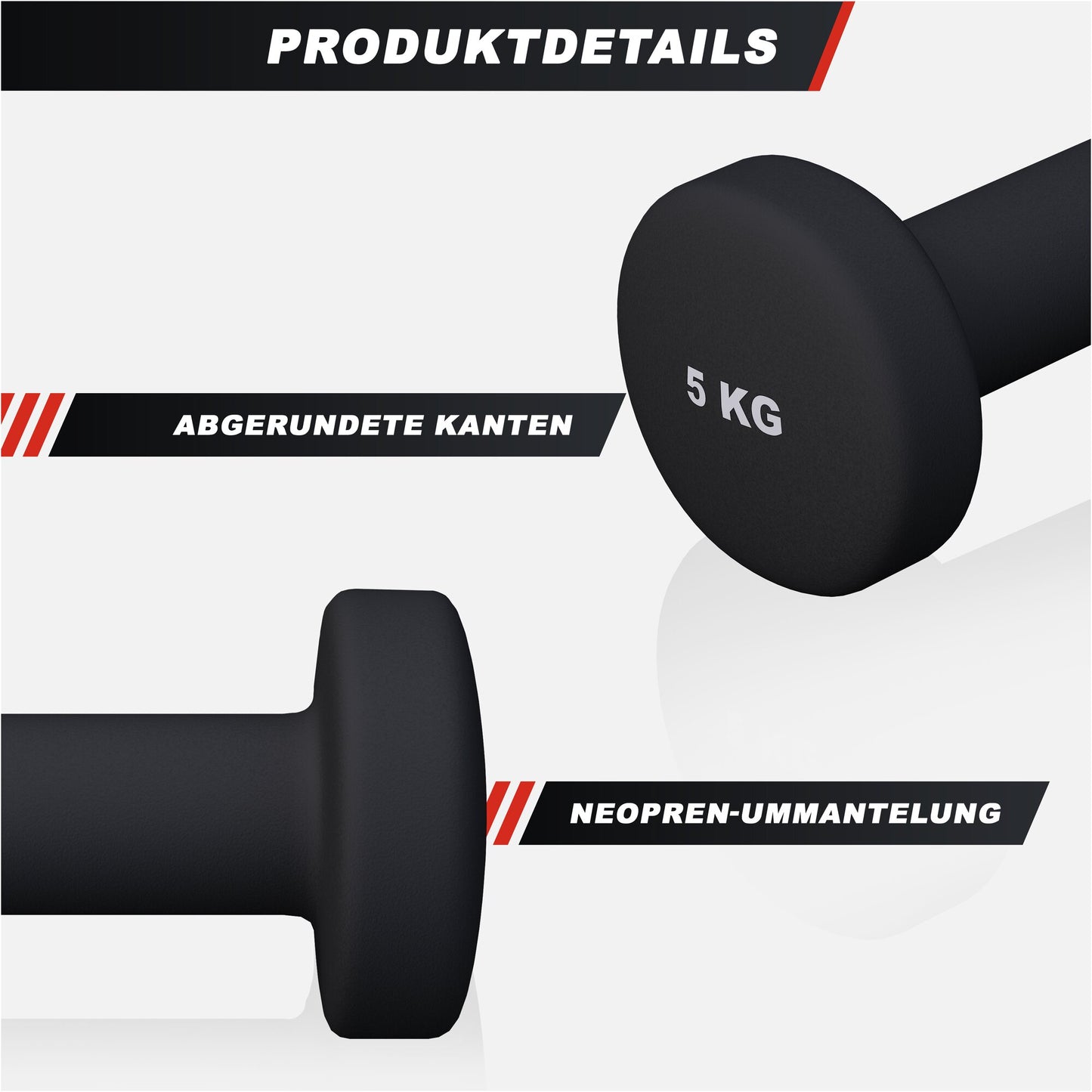 Manubrio da palestra Gorilla Sports 5 kg con rivestimento in neoprene e bordi arrotondati