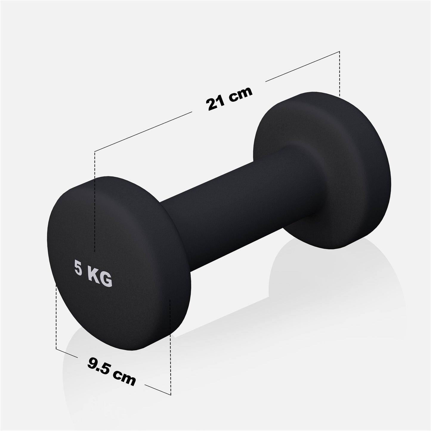 Manubrio Gorilla Sports 5 kg nero con misure per allenamento fitness e bodybuilding