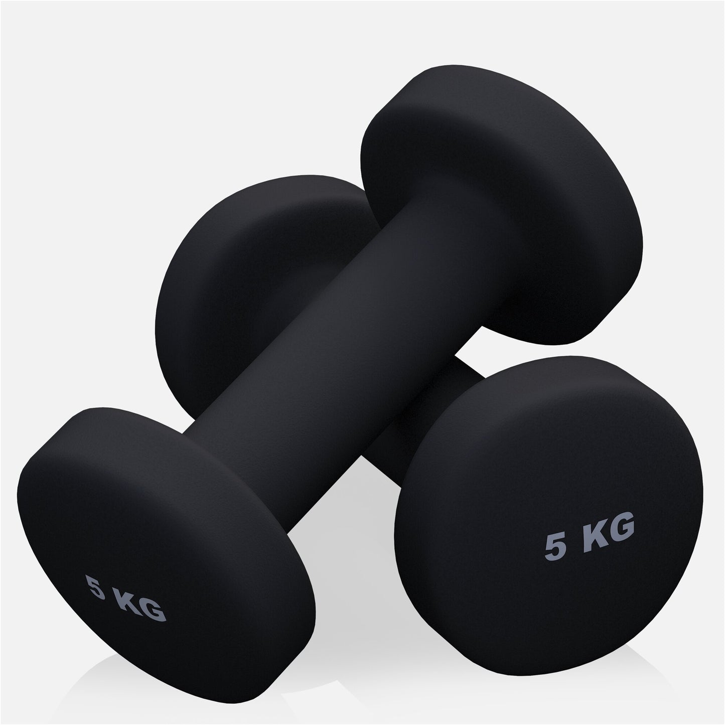 Coppia di manubri neri 5 kg Gorilla Sports per fitness e bodybuilding su sfondo chiaro