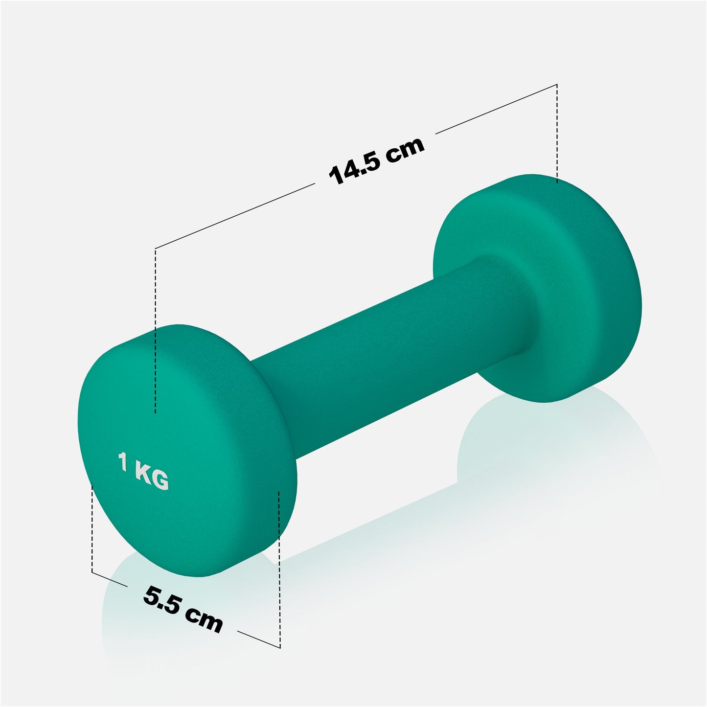 Manubrio fitness 1 kg Gorilla Sports verde con misure, ideale per allenamento bodybuilding