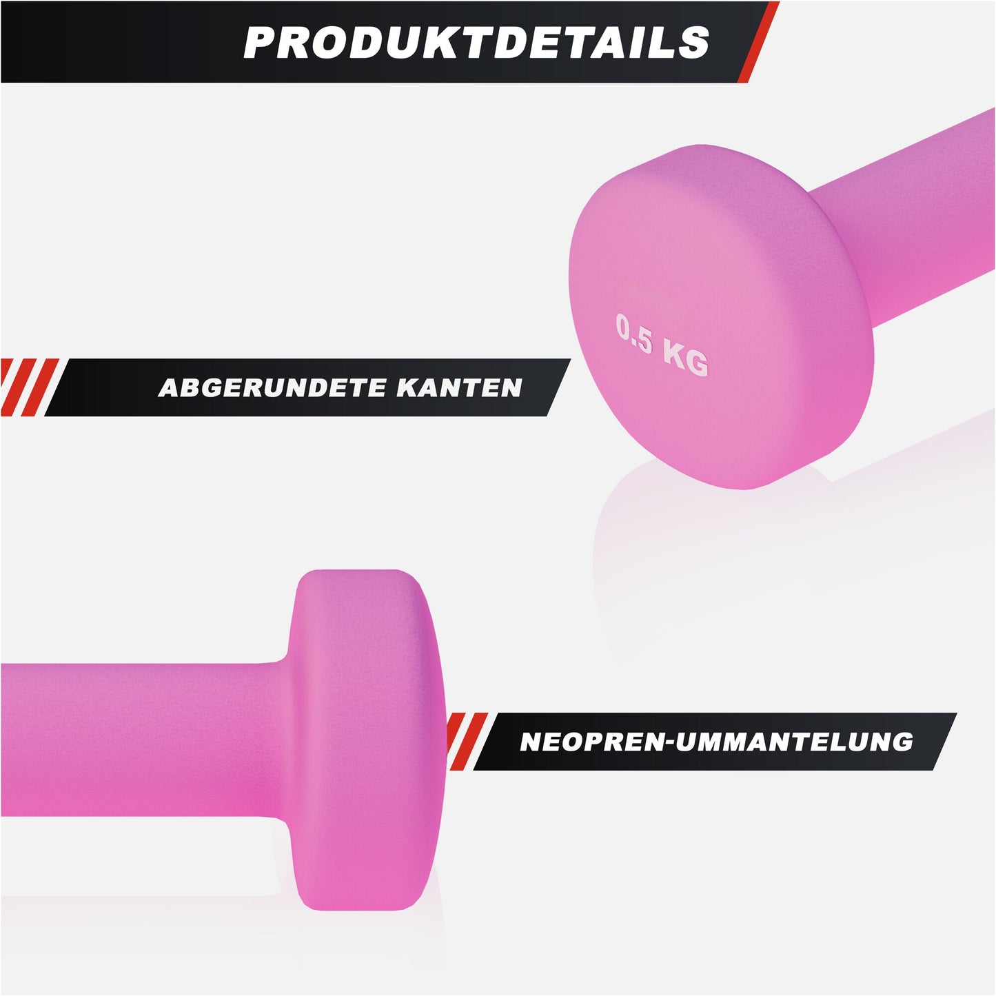 Manubrio rosa da 0,5 kg in neoprene Gorilla Sports, bordi arrotondati, accessorio fitness