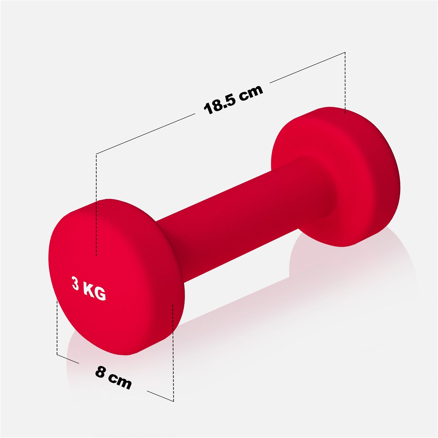 Manubrio rosso 3 kg Gorilla Sports per fitness, dimensioni 18,5x8 cm su sfondo chiaro