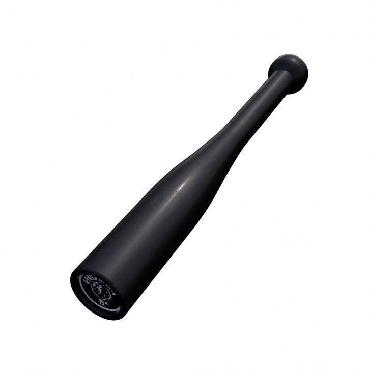 Indian club nera Gorilla Sports per allenamento fitness e bodybuilding su sfondo bianco