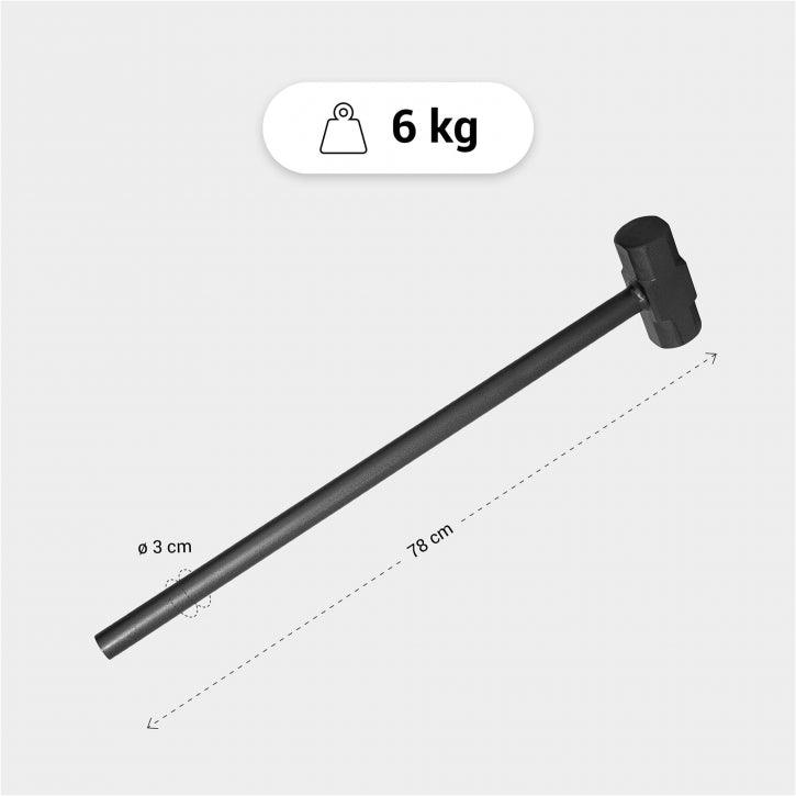 Martello da allenamento Gorilla Sports 6 kg, nero, 78 cm, per bodybuilding e fitness