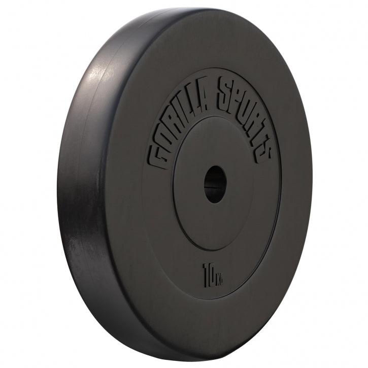 Disco pesi Gorilla Sports nero da 10 kg per bodybuilding e fitness
