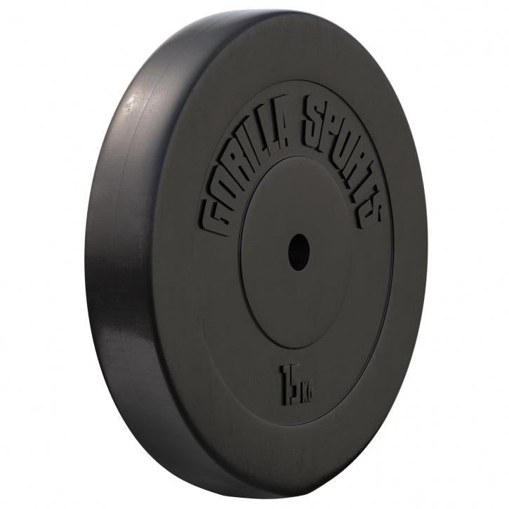 Disco pesi Gorilla Sports 15 kg nero per bodybuilding e fitness